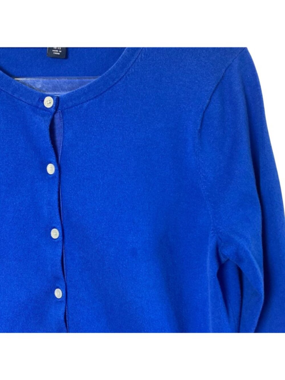 Lands End Cotton Cardigan Sweater Womens Medium Blue Lightweight Preppy Classic - Picture 3 of 7